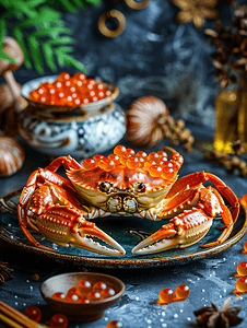 应季摄影照片_大闸蟹蟹黄应季美食