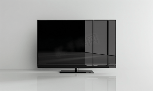 花鸟电视墙摄影照片_白色背景上的平板电视.