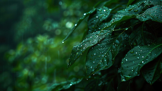 雨季森林下雨树叶的摄影7照片