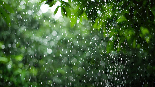雨季森林下雨树叶的摄影8图片