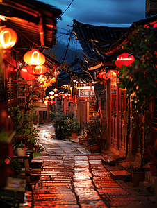 丽江古城夜景