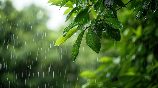 雨季森林下雨树叶的摄影13照片