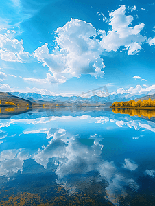 风图片摄影照片_新疆赛里木湖蓝天湖泊美景