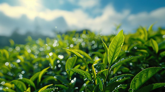 绿的茶叶树叶叶片的摄影13高清图片
