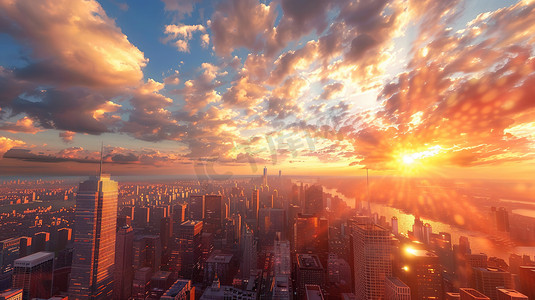 城市摄影照片_夕阳下城市高楼大厦的背景1高清摄影图