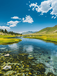 绿草地图片摄影照片_新疆风光夏季