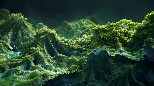 山林苔藓草坪模型立体描绘摄影照片