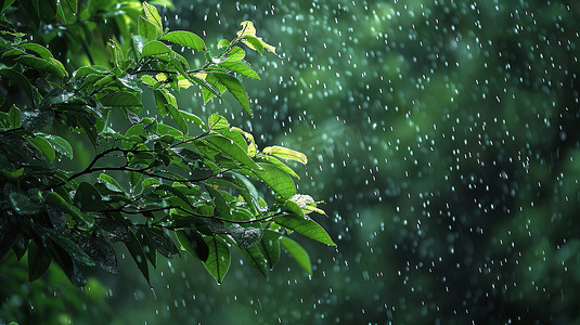 叶片摄影照片_雨季下雨户外森林的摄影12高清图片