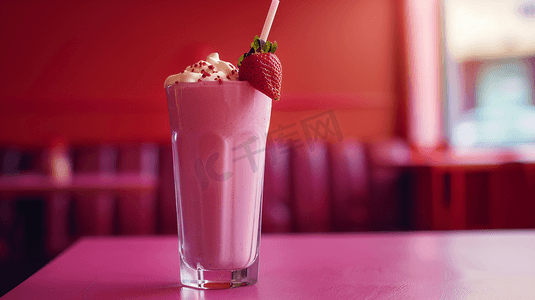 美味的草莓奶昔摄影1