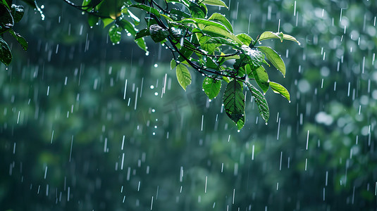 雨季下雨户外森林的摄影1摄影图