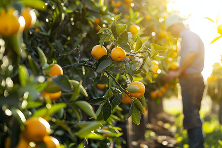 果园橘子采摘风景立体描绘摄影照片真实