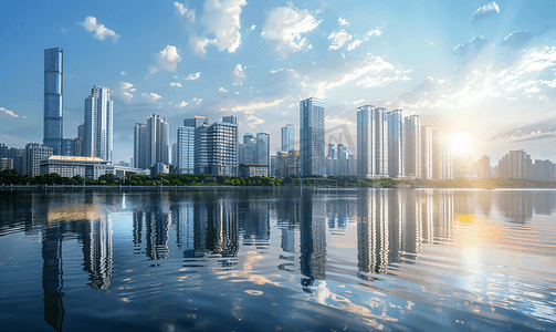 粤港澳湾区摄影照片_广州珠江新城分时摄影