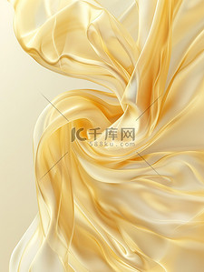 飘逸的缎带背景图片_流动的淡黄色缎带设计