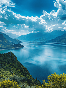 大海云朵背景摄影照片_苍山洱海风景