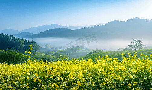 婺源油菜花山光春色自然风景