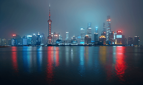 上海黄浦江两岸建筑风景摄影照片_上海夜景陆家嘴