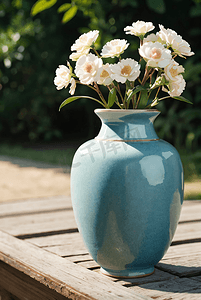 青花瓷花瓶摄影图0