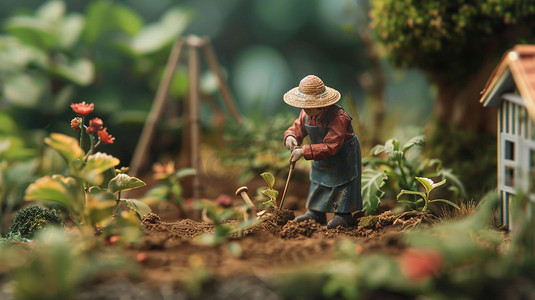乡村生活农事活动模型立体描绘摄影照片矢量