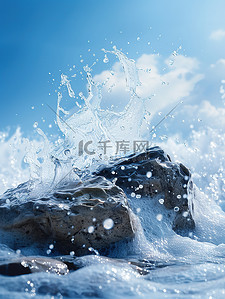 七彩水花背景图片_飞溅的水石头波浪设计