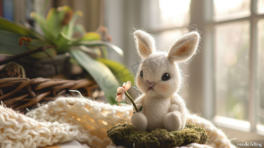 兔子毛毡玩具立体描绘摄影照片矢量