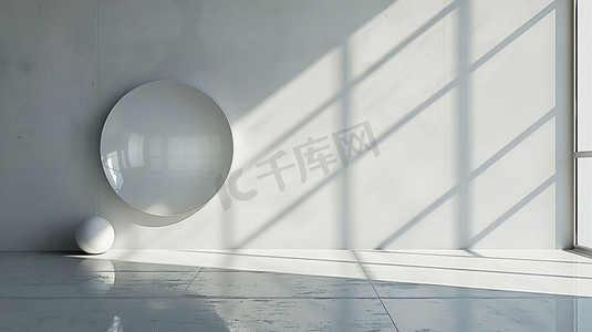 室内装饰简约白色圆形立体描绘摄影照片合成