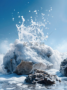 七彩水花背景图片_飞溅的水石头波浪背景图