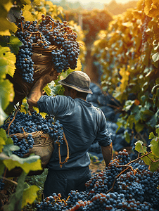 卸袋的葡萄农业