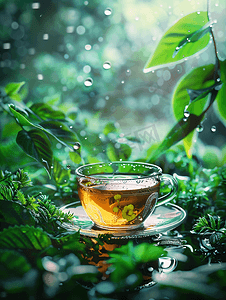 茶饮与绿植温馨