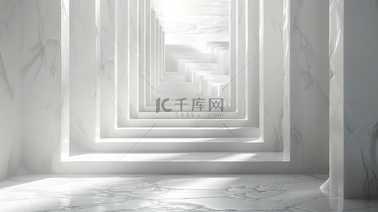 建筑几何空间背景图片_白色空间走廊纯色建筑背景素材