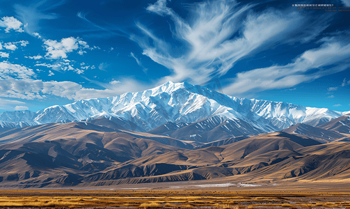 神山摄影照片_西藏的雪山和天空