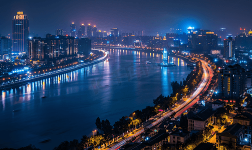 夜晚唯美摄影照片_101武汉长江两岸夜景图