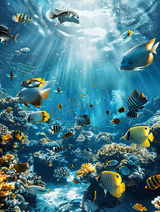 海底鱼群海底生物