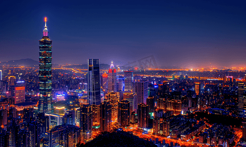 东莞农商行大楼摄影照片_中国台湾省台北101大楼夜景