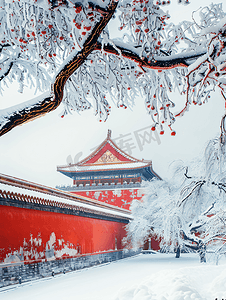 冬天的故宫摄影照片_北京故宫红墙的雪景