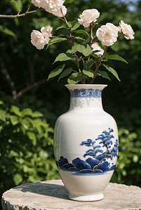 青花瓷花瓶摄影图8