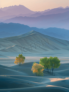 线条远山摄影照片_新疆塔克拉玛干大沙漠