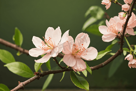 春天桃树上的桃花摄影配图