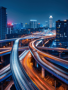 宽视角摄影照片_北京城市交通立交桥夜景