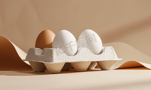 元旦横板海报摄影照片_纸托设计感鸡蛋