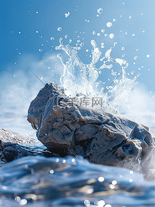 飞溅的水石头波浪背景素材