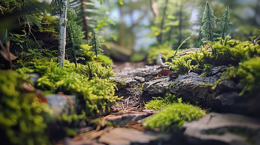 山林林间小路模型立体描绘摄影照片矢量