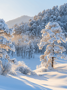 东北亚布力清晨的雪景