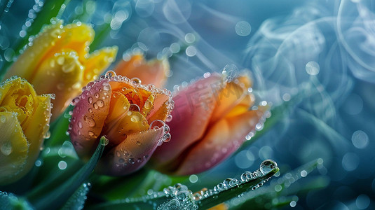 郁金香鲜花立体描绘摄影照片光泽