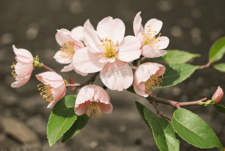 春天桃树上的桃花摄影配图