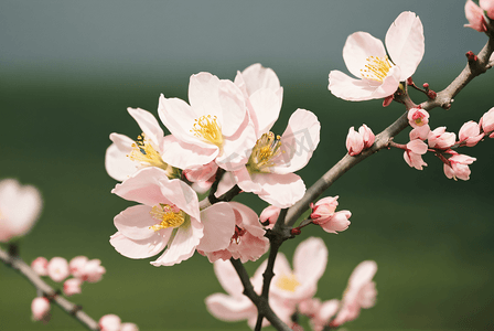 春天桃树上的桃花摄影配图