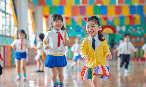 放学背影摄影照片_小学生放学学校