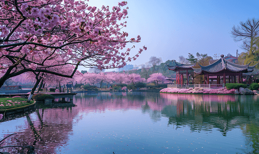 世界背景图片摄影照片_武汉东湖樱园