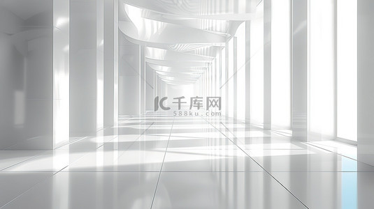 几何电商背景背景图片_白色空间走廊纯色建筑背景