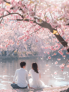 樱花浪漫时摄影照片_西湖樱花浪漫时