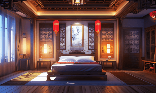 新中式酒店卧室
